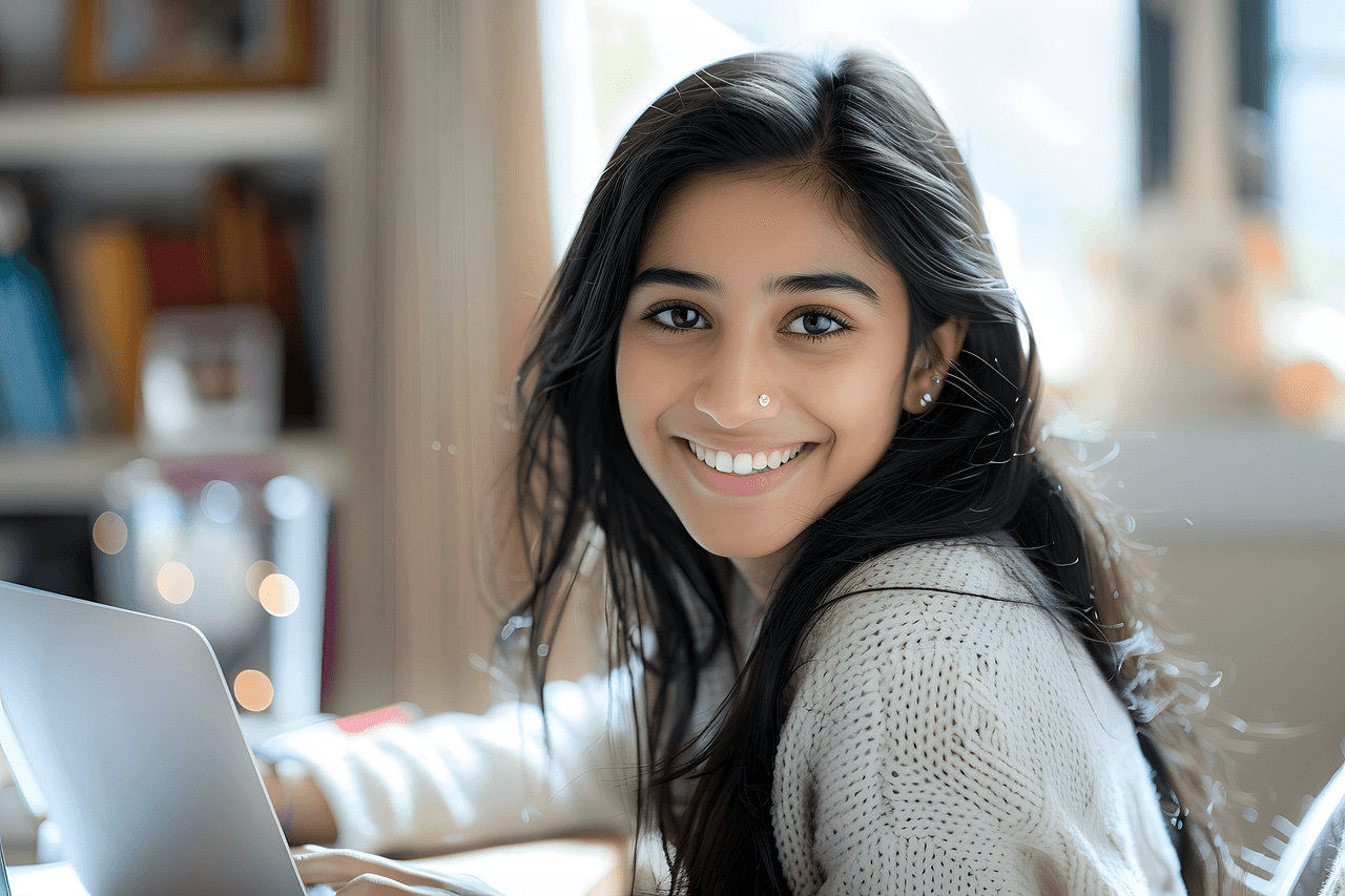A learner working on screen-based tasks during an online KCL session